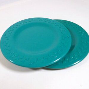 Fisher Price "Fun with Food" (2) GREEN PLATE APPLE DISH 4.5" JUST PLATES